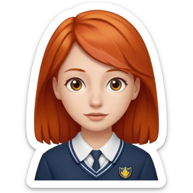 red headed woman with a school in the background sticker