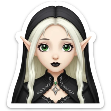 white long hair elf with goth cloth sticker