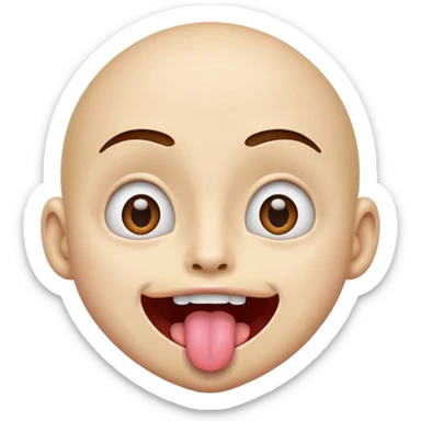 Tongue out emoji, eyes wide open and looks excited sticker