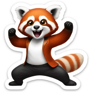 red panda dancing at a disco sticker