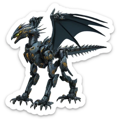 futuristic spiky raptor-dragon-Bionicle-mecha full body sticker