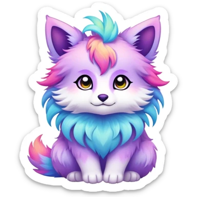 Kawaii bright fantasy ethereal anthro fursona animal sticker