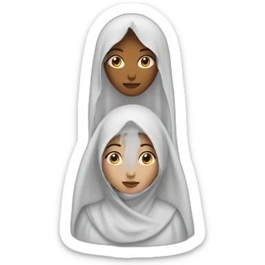 veiled woman with two kids sticker