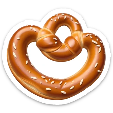Pretzel Cinematic Realistic Pretzel Snack Emoji, depicted as a single, perfectly twisted pretzel with a glossy, salted crust, rendered with lifelike textures and warm, inviting lighting. sticker