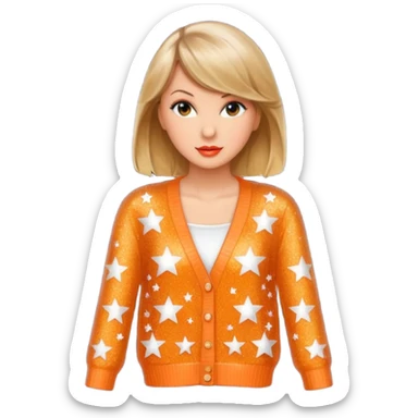 Orange glitter taylor swift cardigan with stars sticker