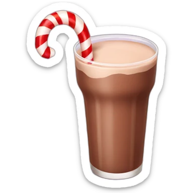 chocolate milk with a candy cane in it sticker