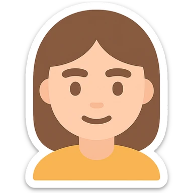 girl with brown hair and thick eyebrows, color icon sticker