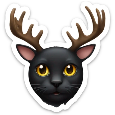 all black cat with moose antlers sticker