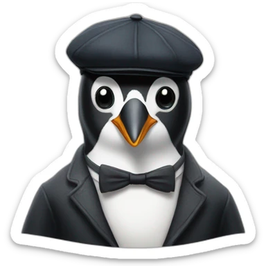 Penguin with tom shelby's flat cap from peaky blinders sticker
