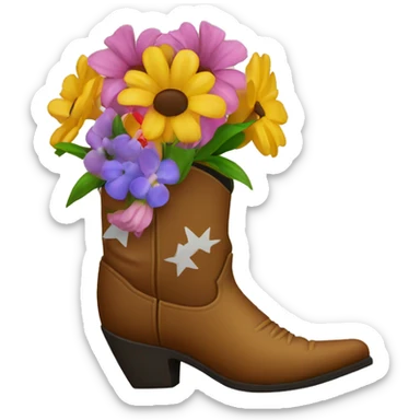 A cowboy boot with a bouquet of flowers in it sticker