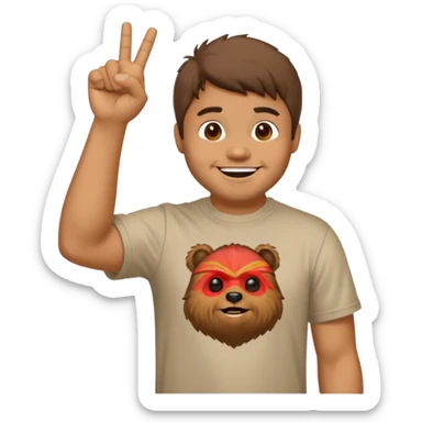 man throwing up ewok gang sign sticker