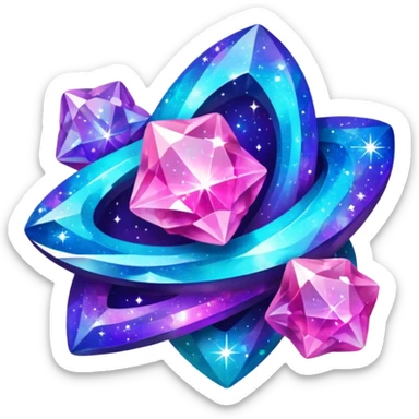 Nebulae galaxy sparkly starry shiny blue and purple and pink and turquoise crystal sticker