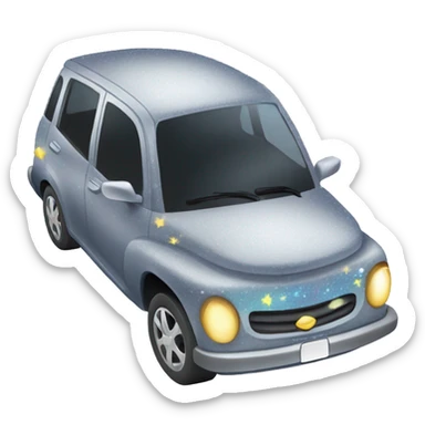 Movelend Car 🚗✨ - A cute, cartoonish car with a smiley face and sparkles around it. sticker