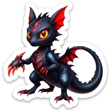 Shiny Epic Badass Gothic Noibat-Salandit-Litten-Hybrid sticker