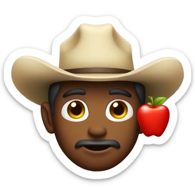 Cow-boy with piment (apple emoji) sticker