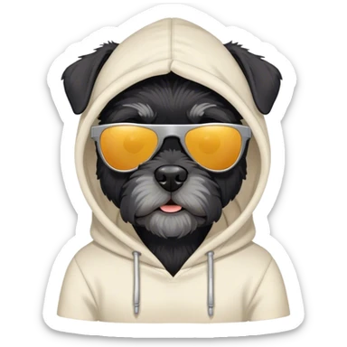 Black schnauzer wearing sunglasses and a hoodie  sticker