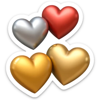 3D emojis 3 hearts silver , Bronze and gold with P1-10 as diffrent levels    sticker