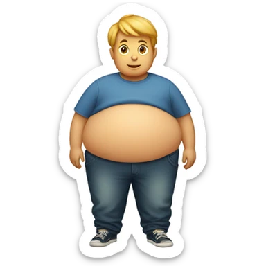 boy with a giant inflated belly sticker