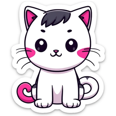 emo kitty, heartbroken, black and pink accents sticker