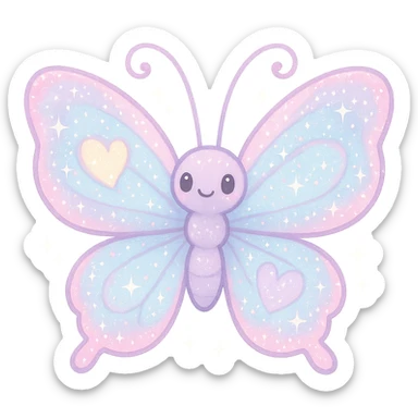 sparkling girly butterfly, pastel and cute sticker