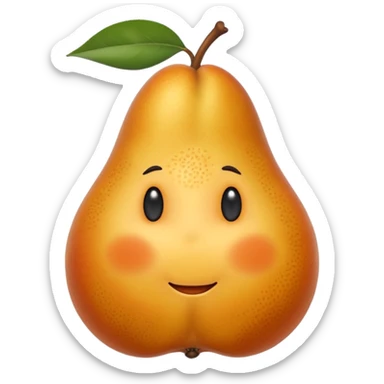 small golden-orange fruit with smooth slightly matte skin, rounded pear-like shape, shown whole and halved revealing juicy pale flesh with two to three glossy brown seeds inside, slight surface dimples suggesting ripeness, no leaves or extras, soft lighting, subtle shadows, emoji scale sticker