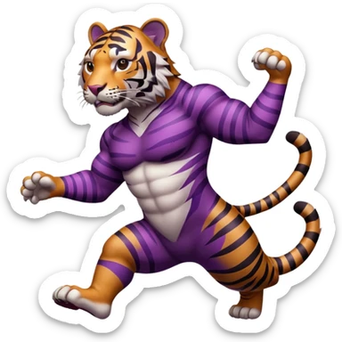 purple with burgundy stripes jumping tiger sticker