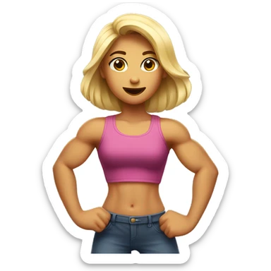 Girl flexing muscle sticker