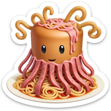  SPAM meat melted flying spaghetti pink gooey slop art sticker