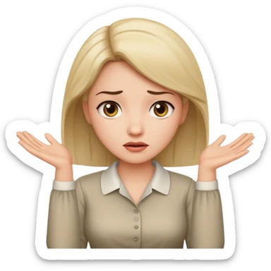 woman shrugging, neutral expression sticker