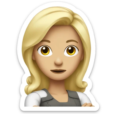 Blonde woman mad with her arms crossed  sticker