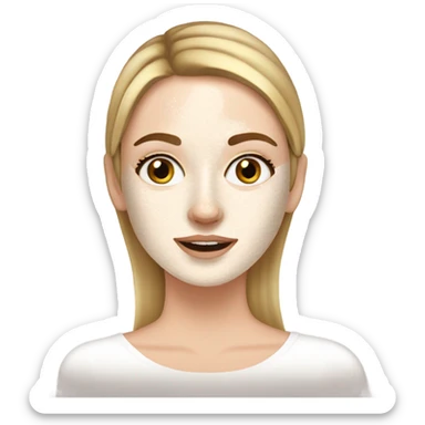 White girl with freackles doing skincare mask sticker