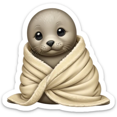 Seal pup cozy in a blanket  sticker
