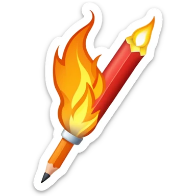 Mit einem Stift auf ein Blatt schreiben und bei der Miene wo es mit dem Blatt trifft leuchten leichte Flammen auf  sticker