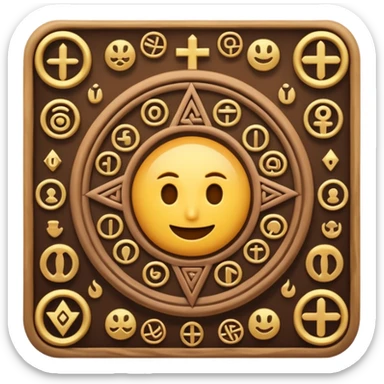 the words 'Rune souk' in an emoji style, surrounded by ancient mystical symbols sticker