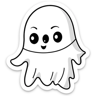 A cartoon face with crossed-out eyes and ghost leaving body sticker