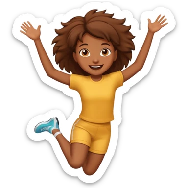 Brown skin girl happy jumping in joy sticker
