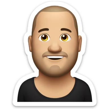 overweight italian man, with buzz cut and no beard. wearing a black smart shirt unbuttoned. sticker