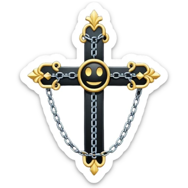 Ein christen kreuz schön verziert mit ketten aber nur in schwarz als Emoji keine Farbe verwenden einzige Farbe schwarz sticker