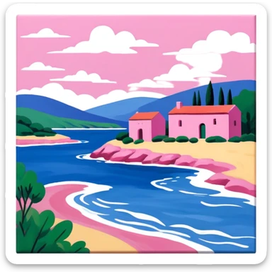 Matisse slop style pink SPAM art landscape sticker