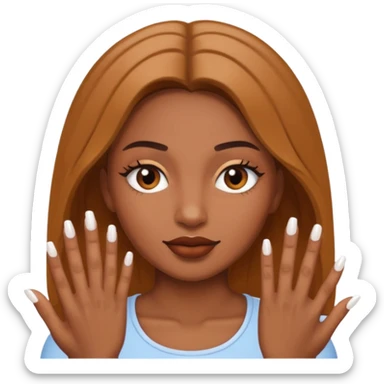 Mujer morena con uñas blancas sticker