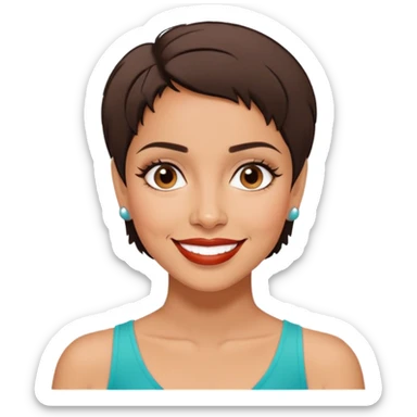 Marian Pabón, Puerto Rican actress with characteristic short hair, friendly smile, expressive face, Latina features sticker