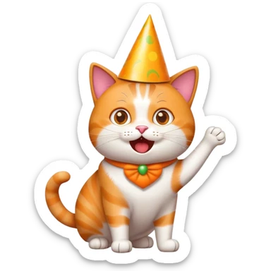 Make another cat emoji like this 😿 but really excited partying sticker