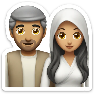 arab man in love with asian woman sticker