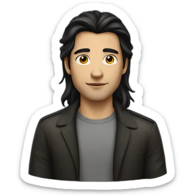 young dark-haired man with long hair sticker