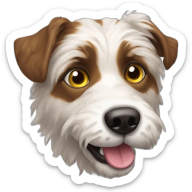 messy fur mixed breed browneyes fullyellow funny dog sticker