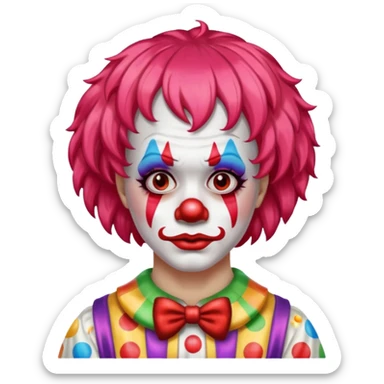 red glitter clown with the sad facial expression sticker