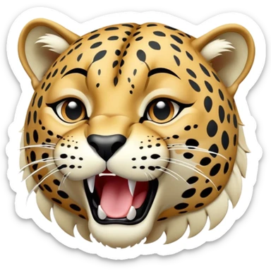 cinematic-realistic-yawning-young jaguar-portrait-emoji,-head-tilted-slightly-with-a-dramatic,-wide-open-yawn,-showcasing-a-lithe,-graceful-build-with-distinctive-rosette-patterns-and-sleepy,-half-closed-eyes,-simplified-yet-irresistibly-adorable, realistic sticker