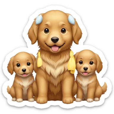 golden dog with its puppies sticker