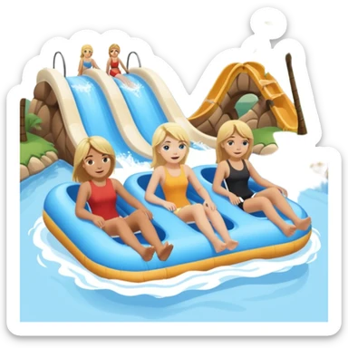 2 girls and 2 guys on the lazy river waterslide. 1 girl and 1 guy have blonde hair and 1 girl and 1 guy have brown. we are all very pale. 4 PEOPLE  sticker
