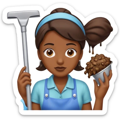 Cleaning lady covered in poop sticker